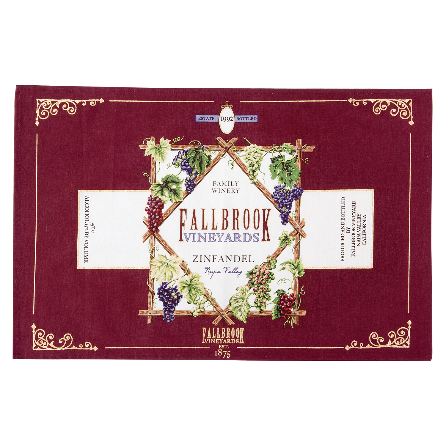 Wine Label Cotton Tea Towel