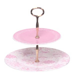 Pastel Pink Bone China 2-Tier Cake Stand